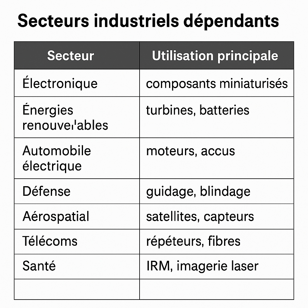 Utilisation industrielle des terres rares dans les technologies modernes